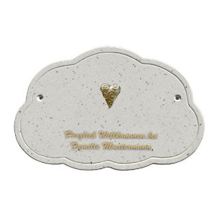 Decoramic Wolkentraum Granitgrau, Motiv Herz Kringel gold