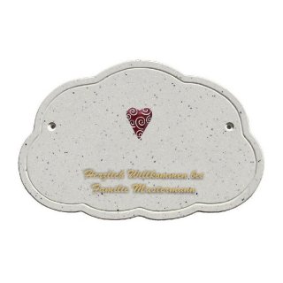 Decoramic Wolkentraum Granitgrau, Motiv Herz Kringel rot