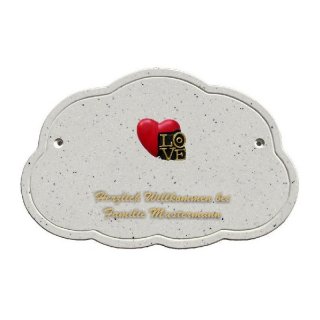 Decoramic Wolkentraum Granitgrau, Motiv Herz rot LOVE