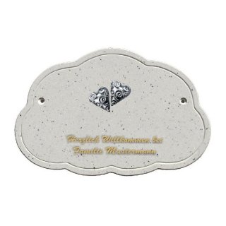 Decoramic Wolkentraum Granitgrau, Motiv Herzen Silber Kringel