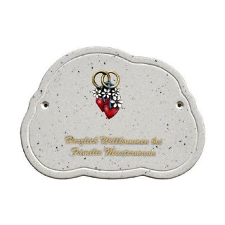 Decoramic Wolkentraum Granitgrau, Motiv Hochzeit Ringe Herz