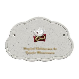 Decoramic Wolkentraum Granitgrau, Motiv Hochzeitstauben