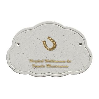 Decoramic Wolkentraum Granitgrau, Motiv Hufeisen gro gold
