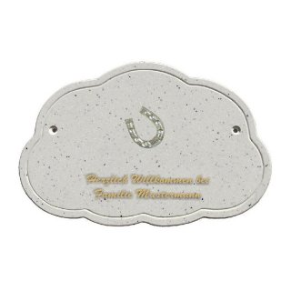 Decoramic Wolkentraum Granitgrau, Motiv Hufeisen gro silber