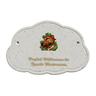 Decoramic Wolkentraum Granitgrau, Motiv Hund Hundehtte