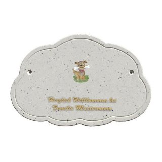 Decoramic Wolkentraum Granitgrau, Motiv Hund Knochen sitzend