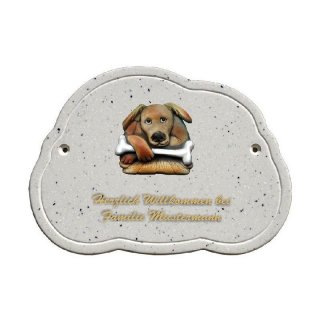 Decoramic Wolkentraum Granitgrau, Motiv Hund Knochen