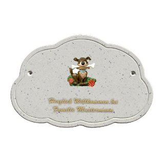 Decoramic Wolkentraum Granitgrau, Motiv Hund Knochen
