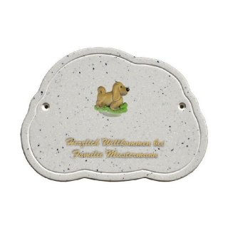 Decoramic Wolkentraum Granitgrau, Motiv Hund laufend