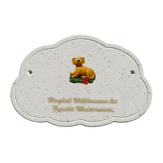 Decoramic Wolkentraum Granitgrau, Motiv Hund liegend rechts