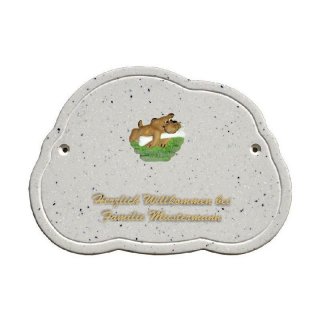 Decoramic Wolkentraum Granitgrau, Motiv Hundliegend