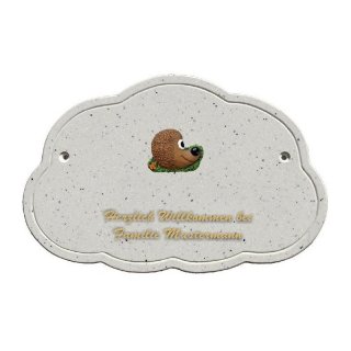 Decoramic Wolkentraum Granitgrau, Motiv Igel Mutter Familie