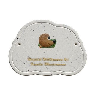 Decoramic Wolkentraum Granitgrau, Motiv Igel Mutter Familie