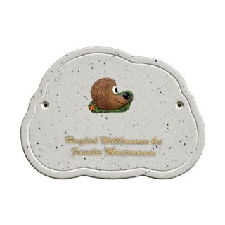 Decoramic Wolkentraum Granitgrau, Motiv Igel Mutter Familie
