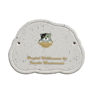 Decoramic Wolkentraum Granitgrau, Motiv Katze auf Zaun