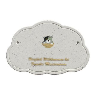 Decoramic Wolkentraum Granitgrau, Motiv Katze auf Zaun