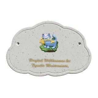 Decoramic Wolkentraum Granitgrau, Motiv Katze mit Fisch