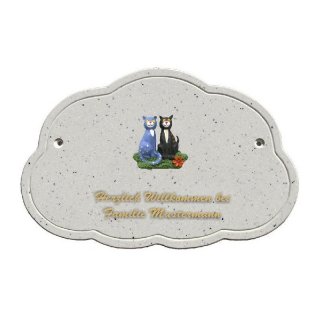 Decoramic Wolkentraum Granitgrau, Motiv Katzen sitzend