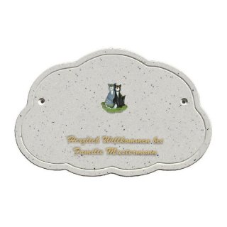 Decoramic Wolkentraum Granitgrau, Motiv Katzen sitzend