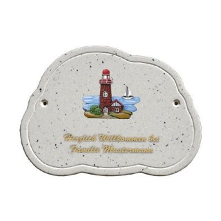 Decoramic Wolkentraum Granitgrau, Motiv Lechtturm Westerhever