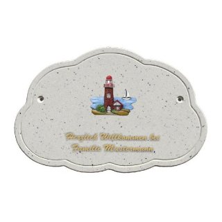 Decoramic Wolkentraum Granitgrau, Motiv Lechtturm Westerhever