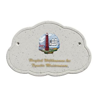Decoramic Wolkentraum Granitgrau, Motiv Leuchtturm Borkum
