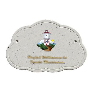 Decoramic Wolkentraum Granitgrau, Motiv Leuchtturm Langeoog