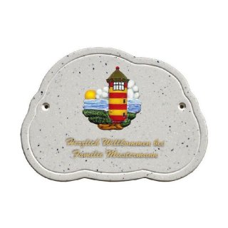 Decoramic Wolkentraum Granitgrau, Motiv Leuchtturm Pilsum
