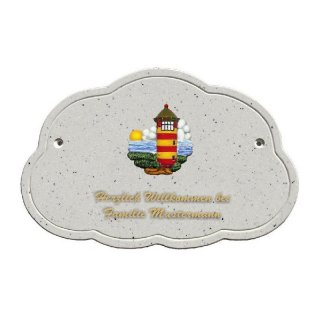 Decoramic Wolkentraum Granitgrau, Motiv Leuchtturm Pilsum