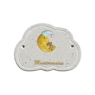 Decoramic Wolkentraum Granitgrau, Motiv Mond mit Teddy