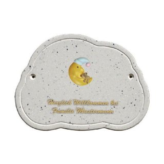 Decoramic Wolkentraum Granitgrau, Motiv Mond mit Teddy
