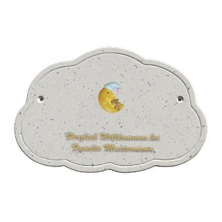 Decoramic Wolkentraum Granitgrau, Motiv Mond mit Teddy