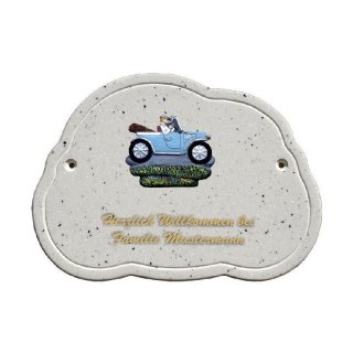 Decoramic Wolkentraum Granitgrau, Motiv Oldtimer