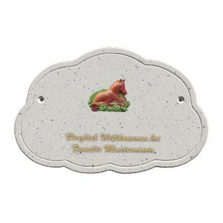 Decoramic Wolkentraum Granitgrau, Motiv Pferd braun liegend