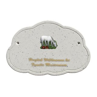 Decoramic Wolkentraum Granitgrau, Motiv Pferd grasend