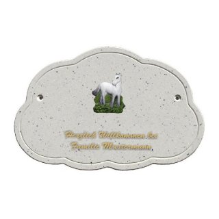 Decoramic Wolkentraum Granitgrau, Motiv Pferd wei stehend
