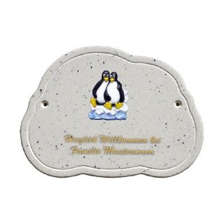 Decoramic Wolkentraum Granitgrau, Motiv Pinguine Paar