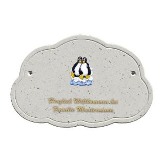 Decoramic Wolkentraum Granitgrau, Motiv Pinguine Paar