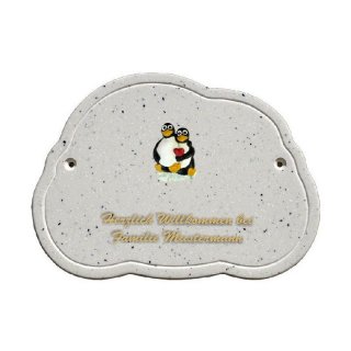 Decoramic Wolkentraum Granitgrau, Motiv Pinguine