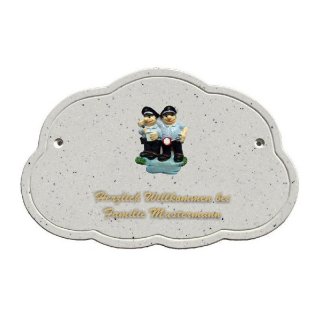 Decoramic Wolkentraum Granitgrau, Motiv Polizisten