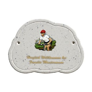 Decoramic Wolkentraum Granitgrau, Motiv Radfahrer