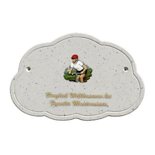 Decoramic Wolkentraum Granitgrau, Motiv Radfahrer