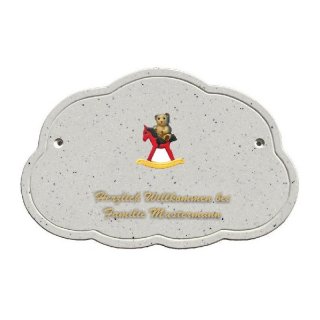 Decoramic Wolkentraum Granitgrau, Motiv Schaukelpferd