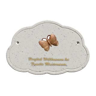 Decoramic Wolkentraum Granitgrau, Motiv Schmetteling bronze