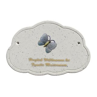 Decoramic Wolkentraum Granitgrau, Motiv Schmetterling blau