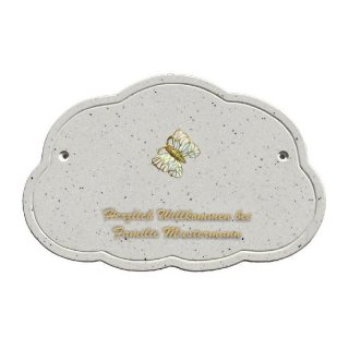 Decoramic Wolkentraum Granitgrau, Motiv Schmetterling wei-gold