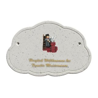 Decoramic Wolkentraum Granitgrau, Motiv Schornsteinfeger