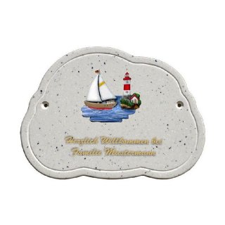 Decoramic Wolkentraum Granitgrau, Motiv Segelschiff