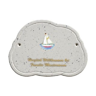 Decoramic Wolkentraum Granitgrau, Motiv Segelschiff