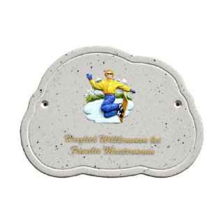 Decoramic Wolkentraum Granitgrau, Motiv Snowboarder
